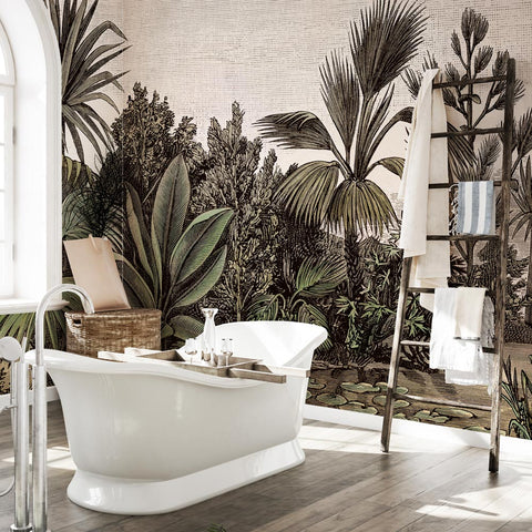 Carta da parati Black and white jungle bagno