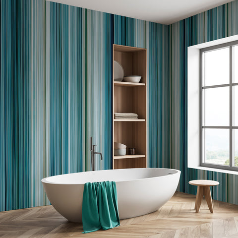 Carta da parati Blue stripes - bagno