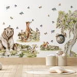 Animali del bosco Adesivi murali Alberi Rami Scoiattoli Animali  Decalcomanie murali Baby Nursery Bambini Camera da letto Decorazione murale