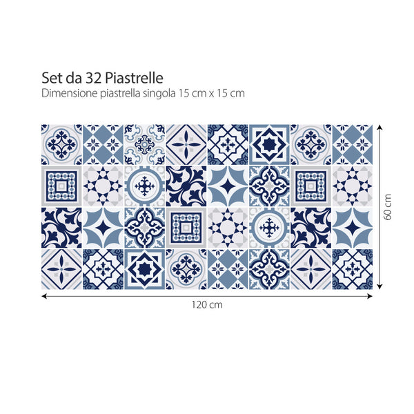 Fes blu, Adesivi per piastrelle 12 piastrelle 20x20 cm