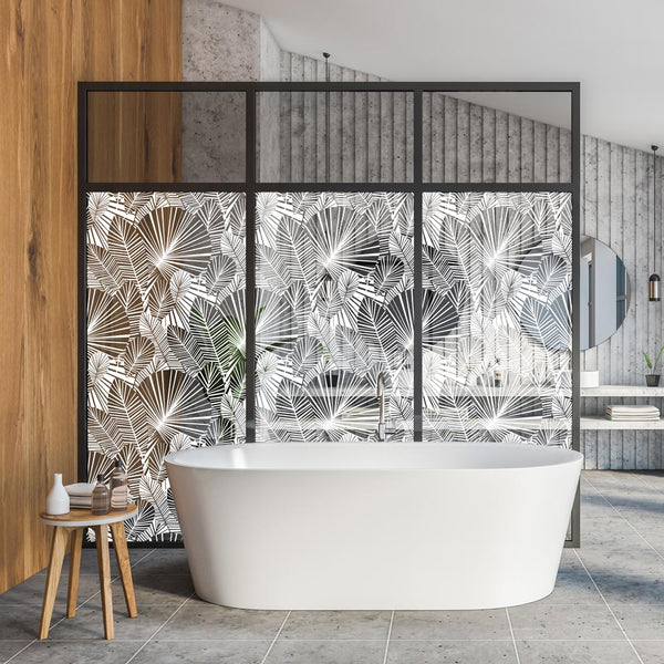 adesivi box doccia fiori tropicali vetri decorazione bagno